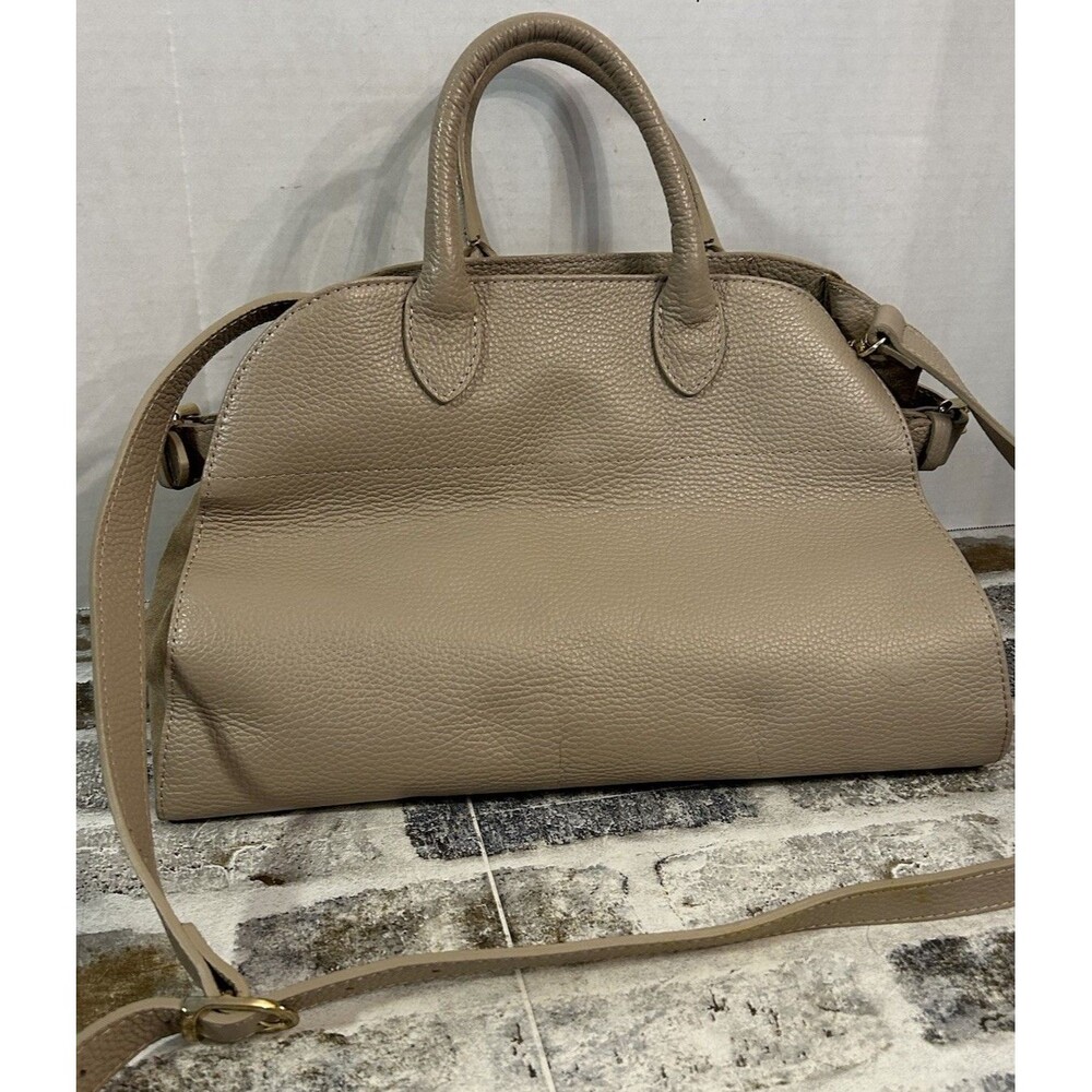 Anna Paola Riva Bag Taupe Leather Viral Commuter Satchel Purse Hand Shoulder